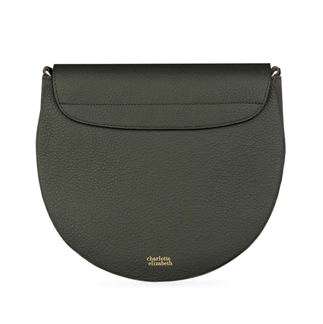 pebble grain leather womens handbag in green half moon